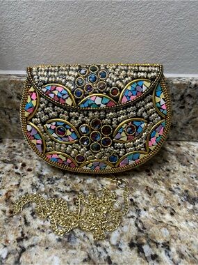 RAMLA Gold Mosaic Embellished Crossbody